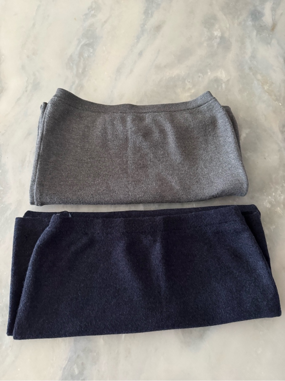 Eileen Fisher Wool Knit Midi Skirt Navy Blue & Grey Pull On Italian Yarn Bundle